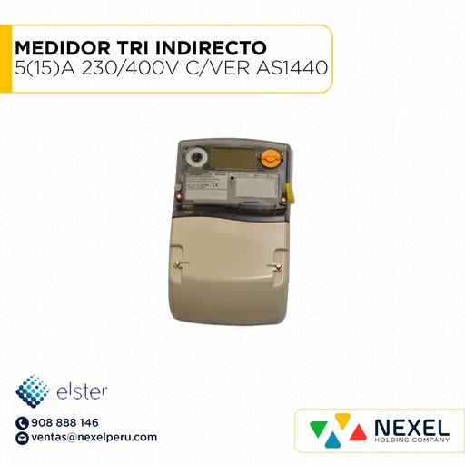 [J96251] MEDIDOR TRIFÁSICO ELSTER INDIRECTO 5(15)A 230/400V C/VER AS1440 (OULET) ELSTER