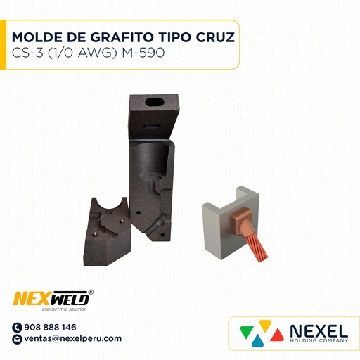 [E16091] MOLDE DE CABLE ANGULAR 45° TIPO CS-3 CABLE-SUPERFICIE 1/0AWG T/M-590 C/VSC2C CART. 90 NEXWELD