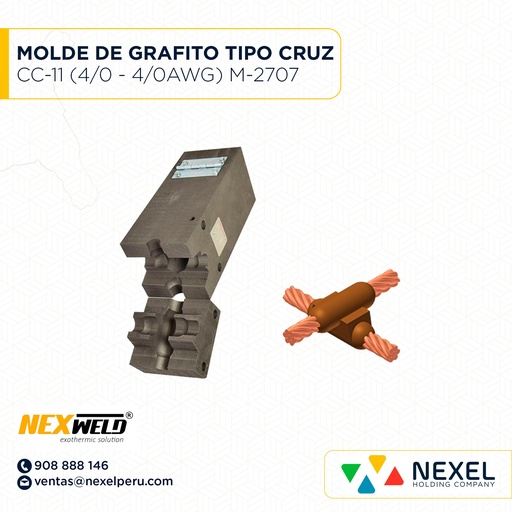 [E16077] MOLDE CRUZ SOBREPUESTA CC-11 (XB) (4/0-4/0 AWG) T/ M-2707 C/ XBQ-2G2G CART. 200 NEXWELD