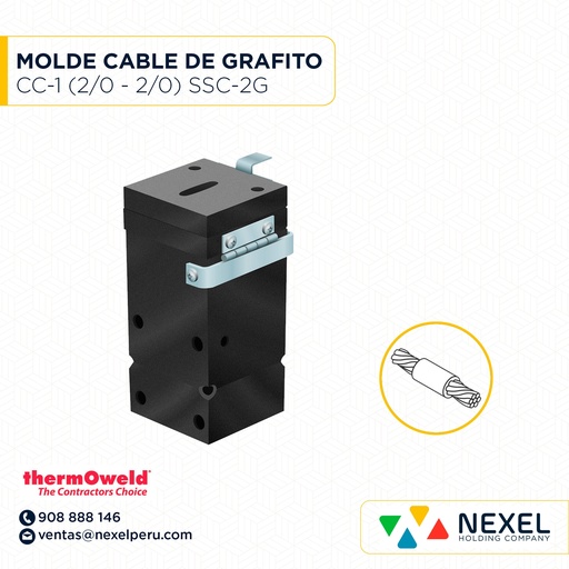 [E14629] MOLDE EMPALME HORIZ. (CC-1) (CCL) (2/0 - 2/0AWG) T/ M-206 C/ SSC-2G #65 THERMOWELD