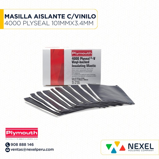 [E12199] MASILLA AISLANTE REFORZADA CON VINILO 4000 PLYSEAL 101MMX3.4MMX3M N° 2620 PLYMOUTH