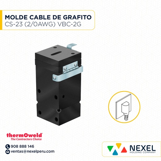 [E11053] MOLDE SUPERFICIE PLANA VERT. (CS-23) (2/0AWG) T/ M-2540 C/ VBC-2G#115 THERMOWELD