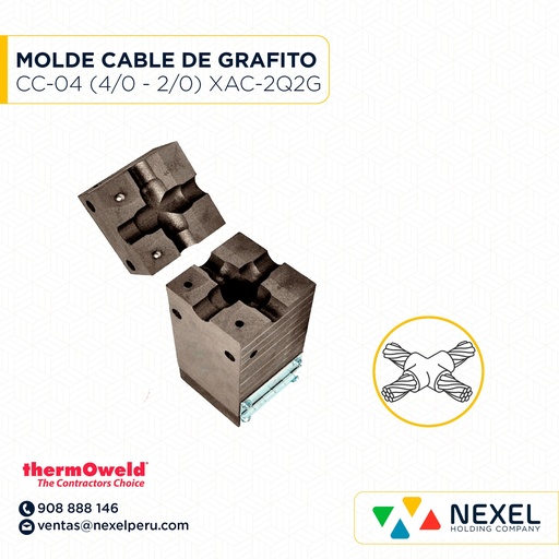 [E11009] MOLDE CRUZ HORIZ. (CC-4) (4/0-2/0AWG) T/ M-445 C/ XAC-2Q2G #150 THERMOWELD