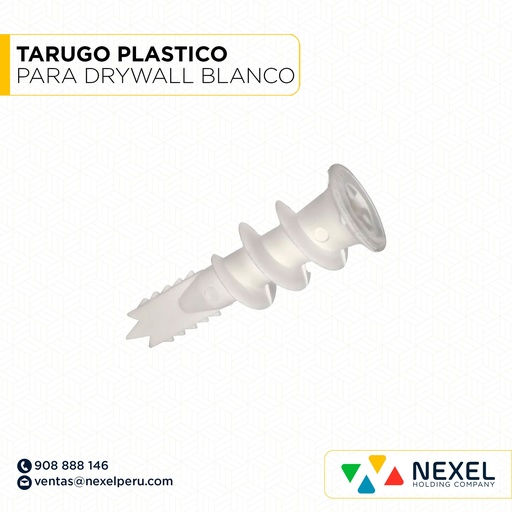 [N13672] TARUGO PLASTICO PARA DRYWALL BLANCO STANDARD