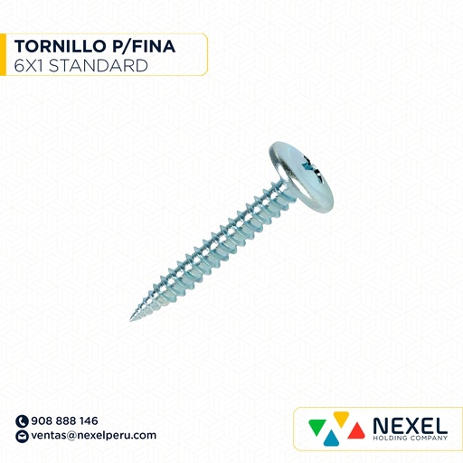 [N13595-O] OUT- TORNILLO PUNTA FINA 6X1 PLANO STANDARD