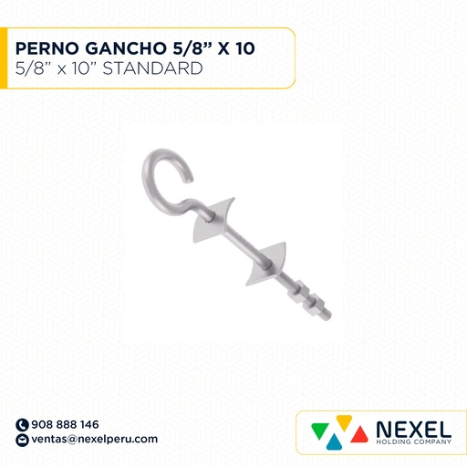 [N12906] PERNO GANCHO 5/8" X 10" STANDARD