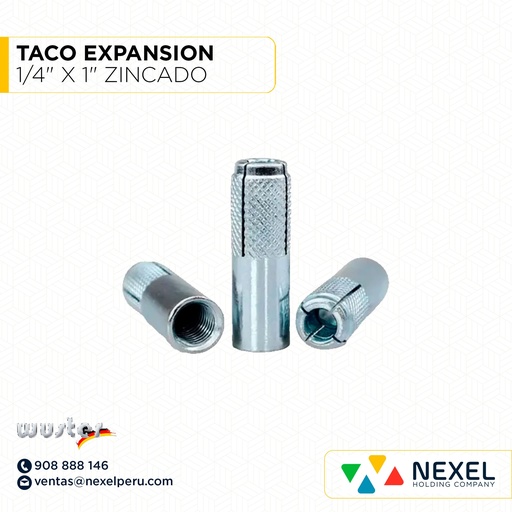 [N12827] TACO EXPANSION 1/4" X 1" ZINCADO WUSTER