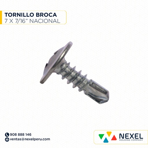 [N12826] TORNILLO PUNTA BROCA 7X7/16" NACIONAL