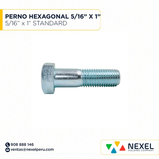[N12472] PERNO HEXAGONAL ZINCADO 5/16" X 1" STANDARD