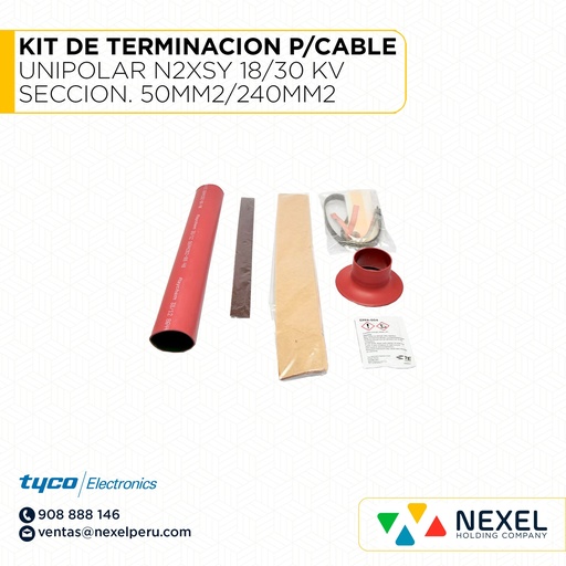 [F63748] KIT DE TERMINACION. U/INTERIOR P/CABLE SECO UNIPOLAR N2XSY 18/30 KV SECCION. 50MM2/240MM2 HVT-252-GP TYCO ELECTRONICS