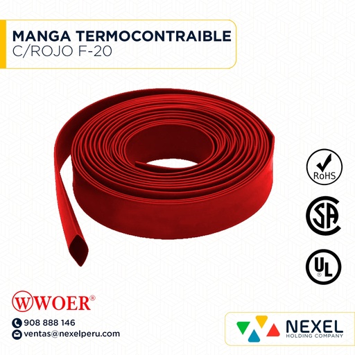 [F72220-3] MANGA TERMOCONTRAIBLE C/ROJO F-20 WOER