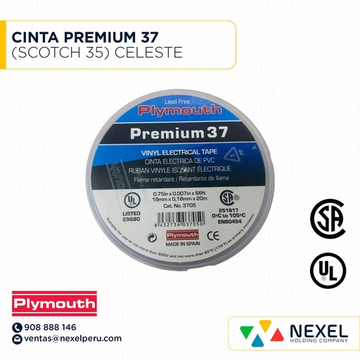 [F11790] CINTA PREMIUM 37 (SCOTCH 35) CELESTE PLYMOUTH