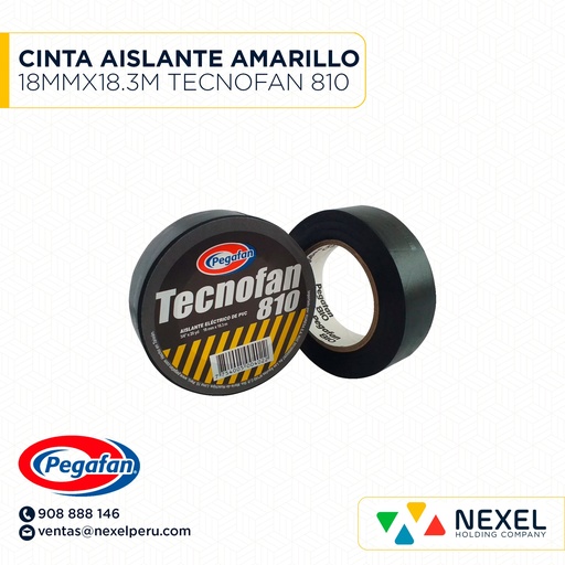 [F11708] CINTA AISLANTE AMARILLO 18MMX18.3M TECNOFAN 810 PEGAFAN