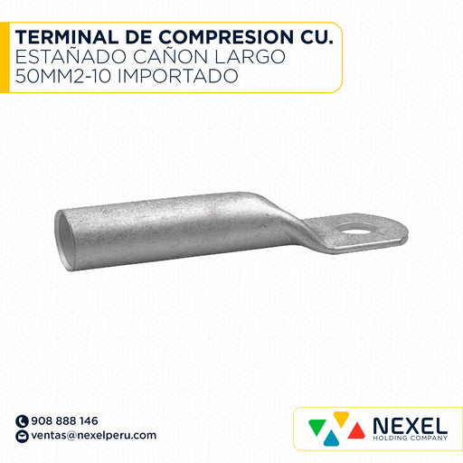 [F126291] TERMINAL DE COMPRESION CU. ESTAÑADO CAÑON LARGO 50MM2-10 IMPORTADO