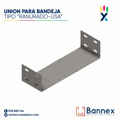 [C1138] UNION P/ BANDEJA RANURADO - LISA 200X100MM BANNEX