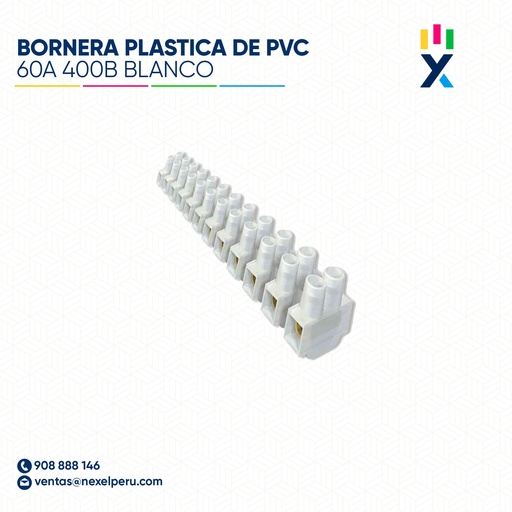 [F164681] BORNERA PLASTICA DE PVC 60A 400B BLANCO