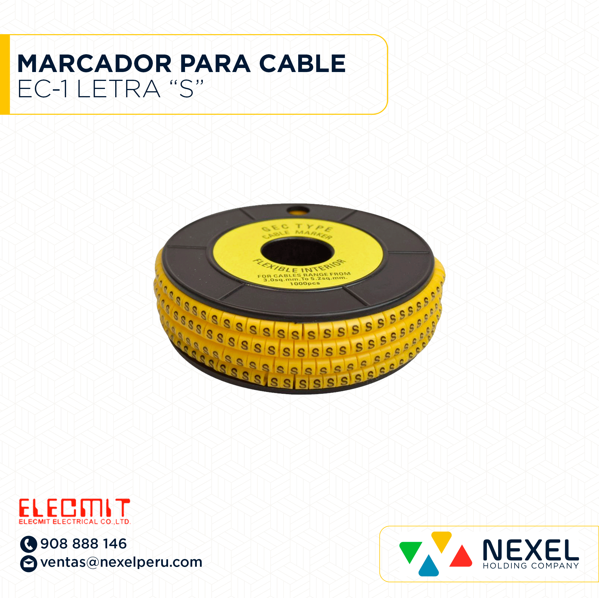 [F164679] MARCADOR PARA CABLE EC-1 LETRA S ELECMIT
