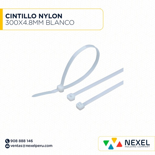 [F94670] CINTILLO NYLON 300X4.8MM BLANCO STANDARD