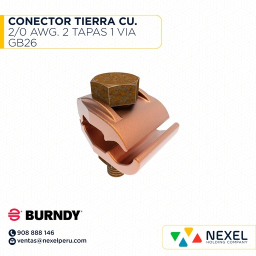 [E343496] CONECTOR TIERRA CU. 2/0 AWG. 2 TAPAS 1 VIA GB26 BURNDY
