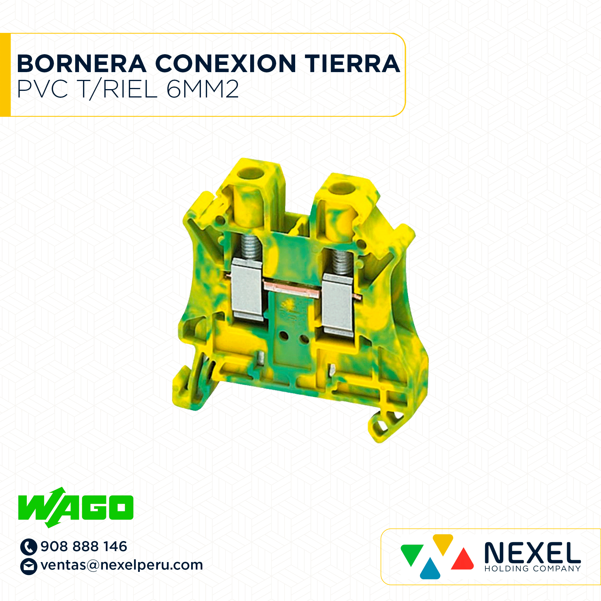 [F144281] BORNERA DE CONEXION A TIERRA PVC T/RIEL 6MM2 WAGO