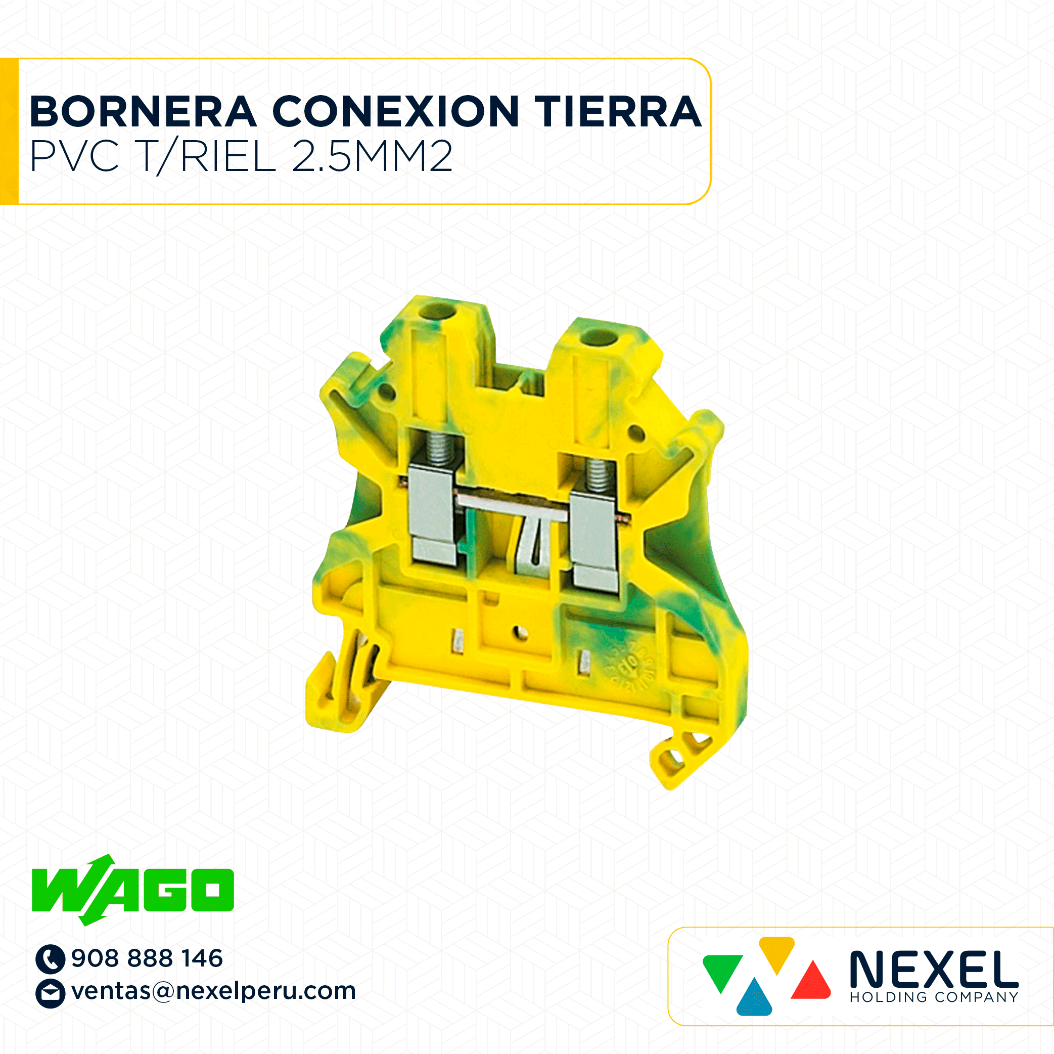 [F144280] BORNERA DE CONEXION A TIERRA PVC T/RIEL 2.5MM2 WAGO