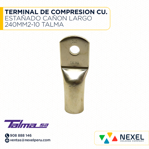 [F123953] TERMINAL DE COMPRESION CU. ESTAÑADO CAÑON LARGO 240MM2-10 TALMA