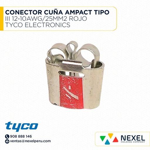 [E33927-O] OUT- CONECTOR CUÑA AMPACT TIPO III 12-10AWG/25MM2 ROJO TYCO ELECTRONICS