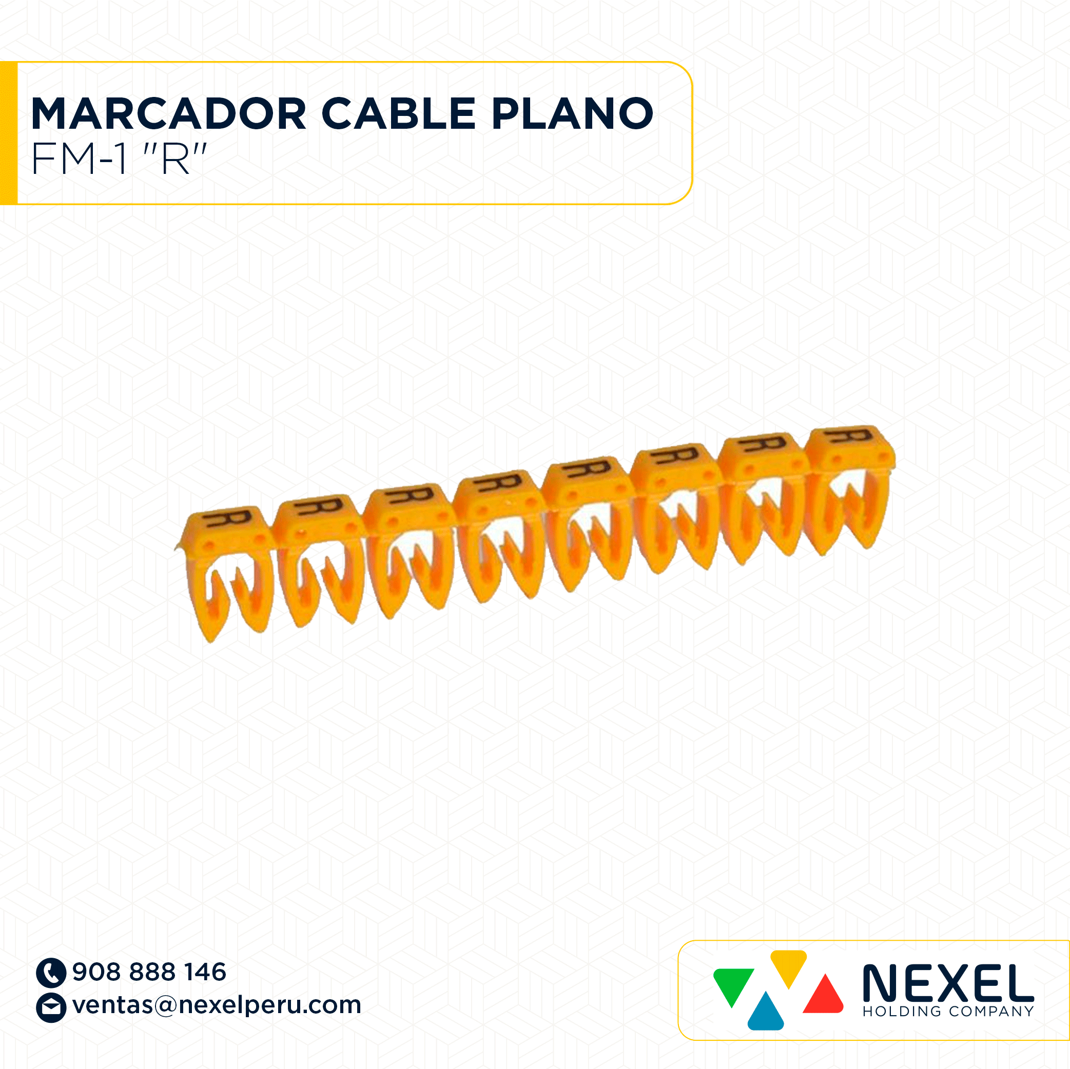 [F163808] MARCADOR DE CABLE PLANO FM-1 "R" STANDARD
