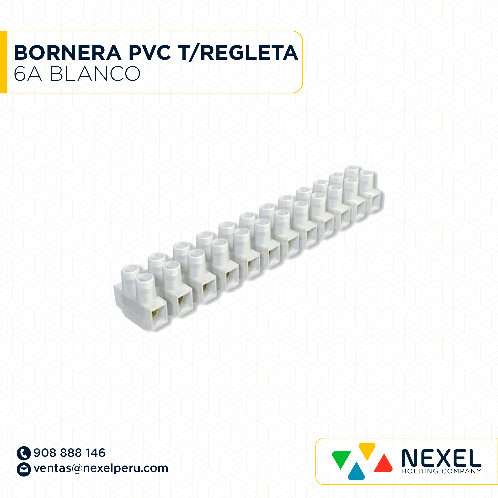 [F163685] BORNERA PVC T/REGLETA 6A BLANCO STANDARD