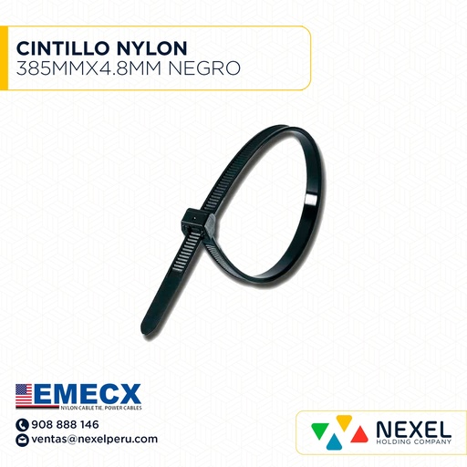 [F93640] CINTILLO NYLON 385MMX4.8MM NEGRO EMECX