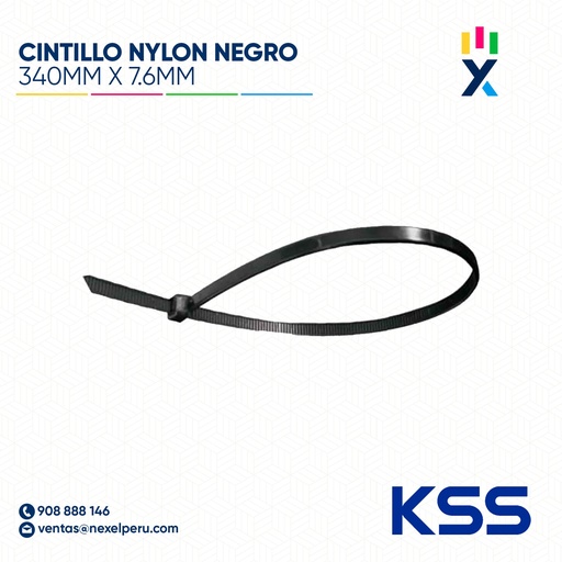 [F93637] CINTILLO NYLON 340MM X 7.6MM NEGRO KSS