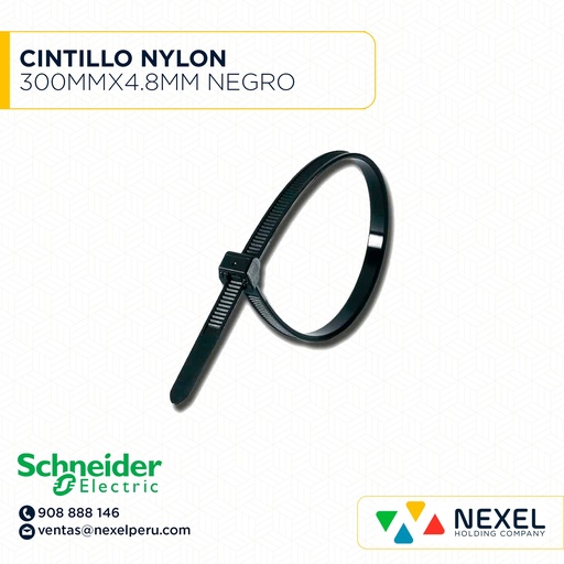 [F93622] CINTILLO NYLON 300MMX4.8MM NEGRO SCHNEIDER