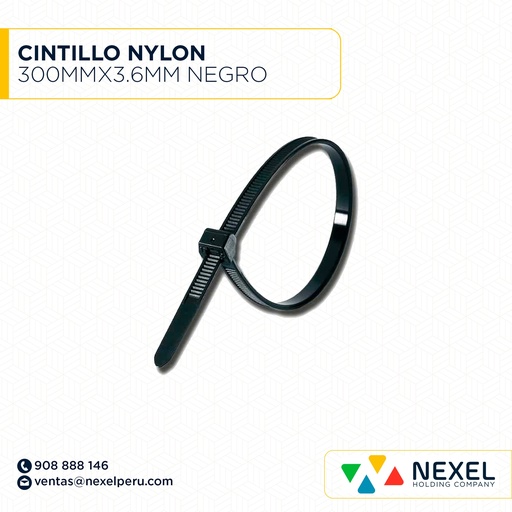 [F93594] CINTILLO NYLON 300MMX3.6MM NEGRO STANDARD