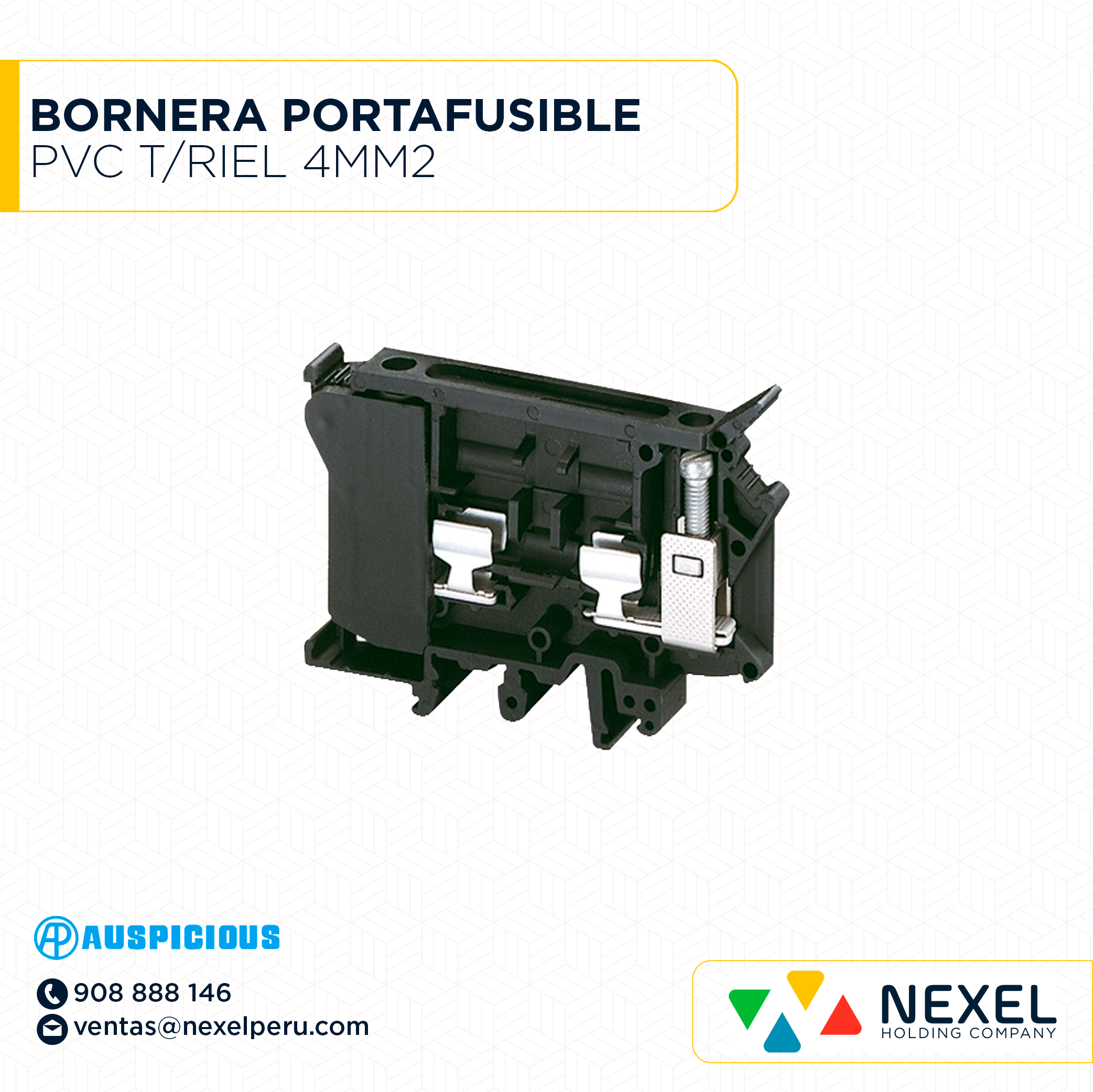 [F143202] BORNERA PORTAFUSIBLE PVC T/RIEL 4MM2 AUSPICIOUS
