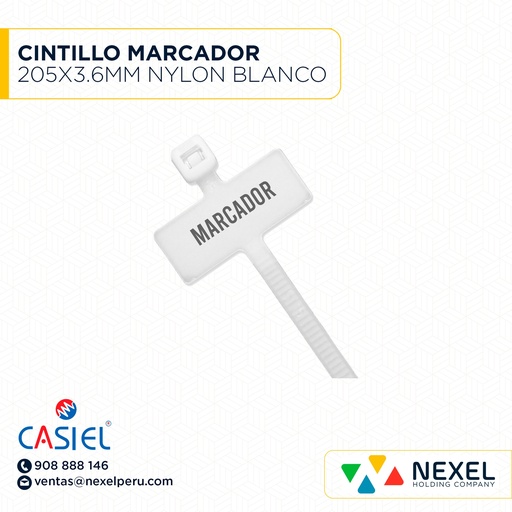 [F93092] CINTILLO MARCADOR 205X3.6MM NYLON BLANCO CASIEL