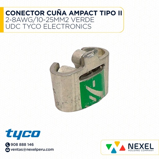 [E32641] CONECTOR CUÑA AMPACT TIPO II 2-8AWG/10-25MM2 VERDE COD: 881783-1 UDC TYCO ELECTRONICS