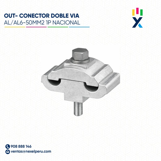 [E32616-O] OUT-CONECTOR DOBLE VIA AL/AL6-50MM2 1P NACIONAL