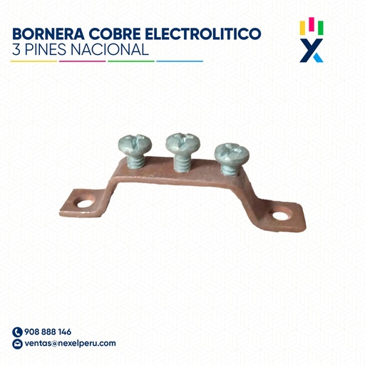 [F162606] BORNERA DE COBRE ELECTROLITICO 3 PINES NACIONAL