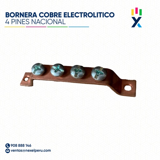 [F162604] BORNERA DE COBRE ELECTROLITICO 4 PINES NACIONAL