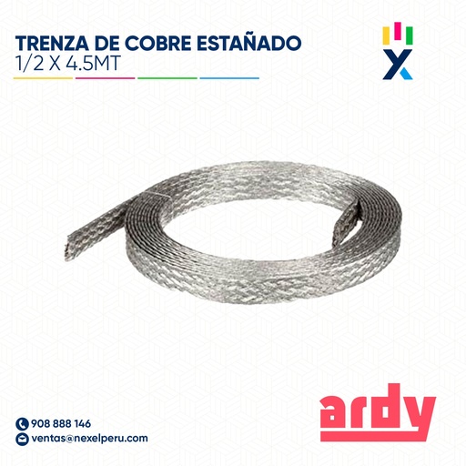 [E52532-2] TRENZA DE COBRE ESTAÑADO 1/2 X 4.5MT ARDY
