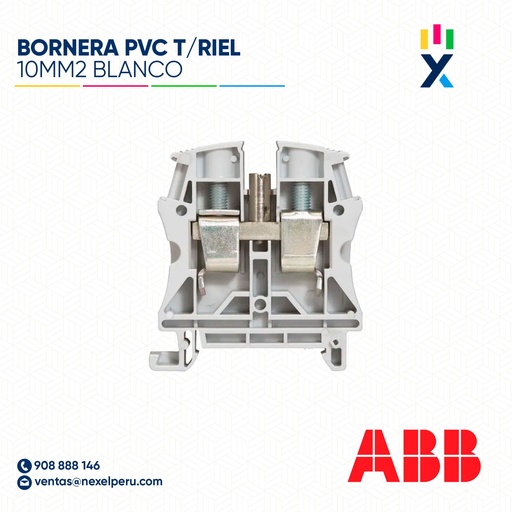 [F142454] BORNERA PVC T/RIEL 10MM2 BLANCO ABB