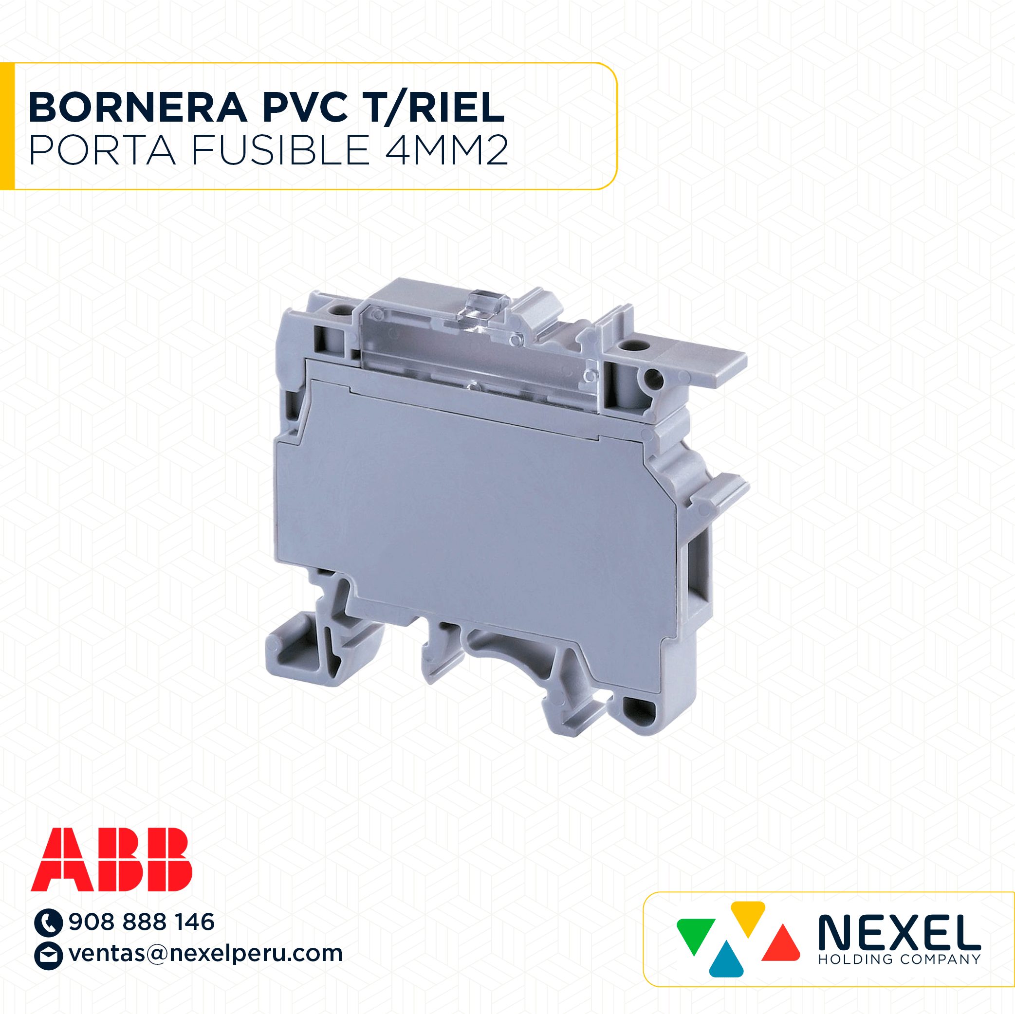 [F142443] BORNERA PVC T/RIEL PORTA FUSIBLE 4MM2 BLANCO ABB