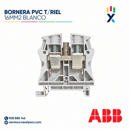 [F142442] BORNERA PVC T/RIEL 16MM2 BLANCO ABB