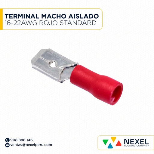 [F132109] TERMINAL MACHO AISLADO 16-22AWG ROJO STANDARD