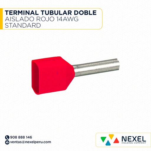 [F132099] TERMINAL TUBULAR DOBLE AISLADO ROJO 14AWG STANDARD