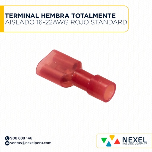 [F132084] TERMINAL HEMBRA TOTALMENTE AISLADO 16-22AWG ROJO STANDARD