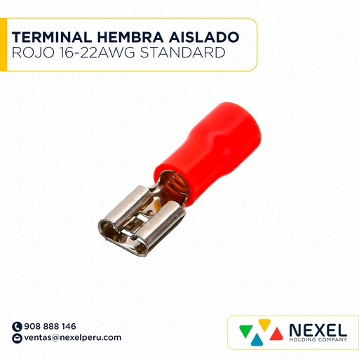 [F132081] TERMINAL HEMBRA AISLADO ROJO 16-22AWG STANDARD