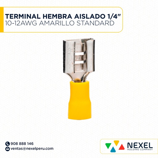 [F132080] TERMINAL HEMBRA AISLADO 1/4" 10-12AWG AMARILLO STANDARD
