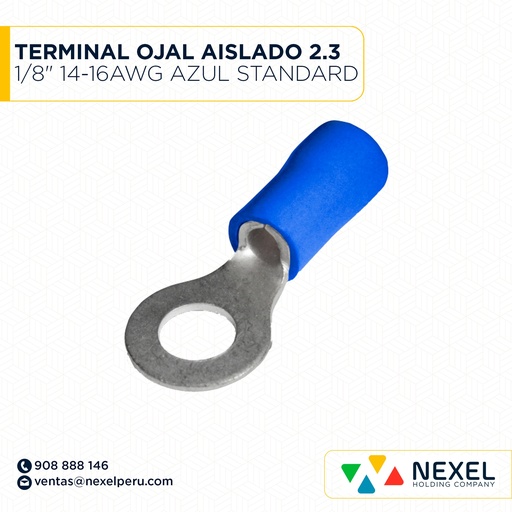 [F132075] TERMINAL OJAL AISLADO 2.3 1/8" 14-16AWG AZUL STANDARD