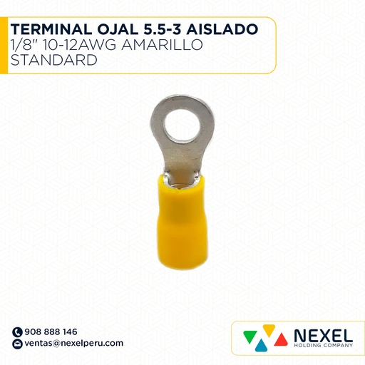 [F132063] TERMINAL OJAL 5.5-3 AISLADO 1/8" 10-12AWG AMARILLO STANDARD